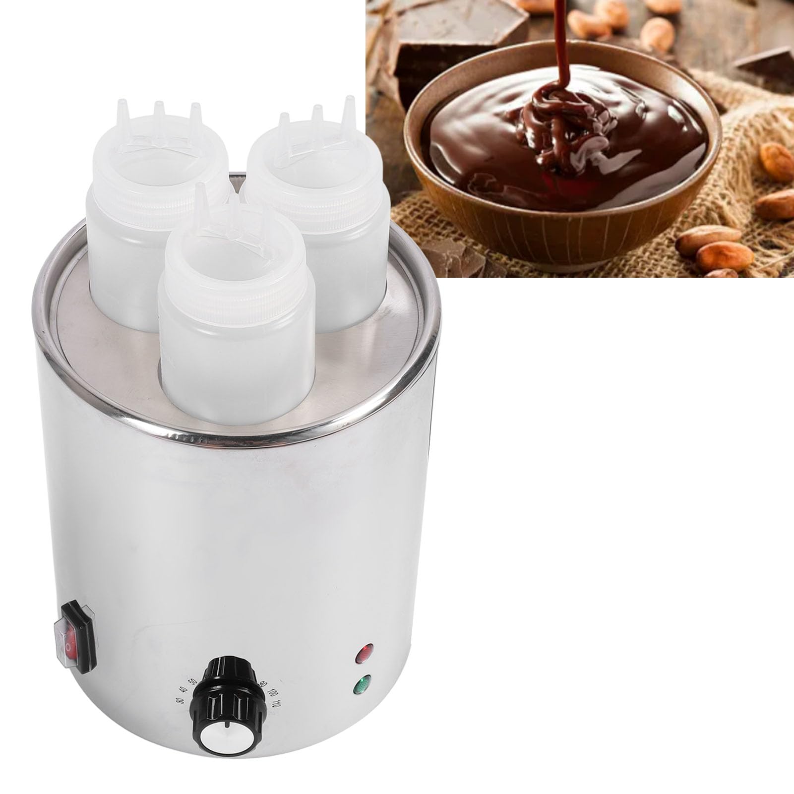 Calentador de Eléctrico, Dispensador de Queso Eléctrico, Encimera de Acero Inoxidable, Calentador de Mantequilla de Caramelo de Chocolate Nacho para (Enchufe UE 100 a 240V