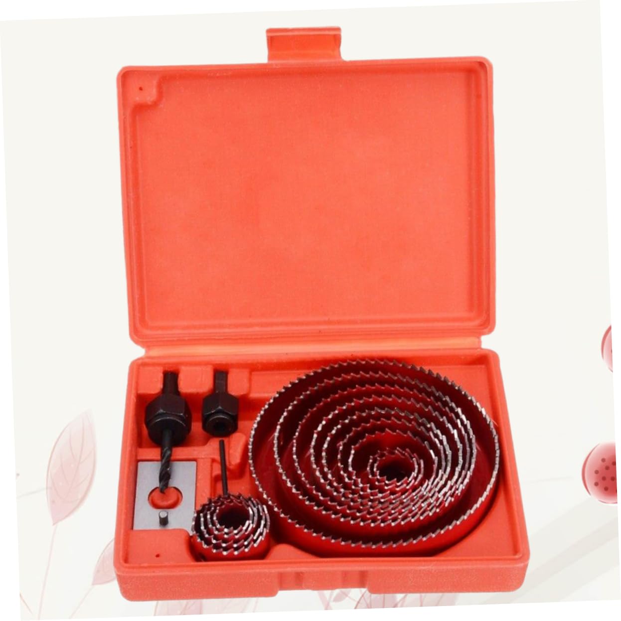 16piezas Brocas Para Cortar Madera y Metal Kit De Para Carpintería y Estuche Rojo