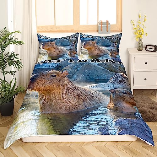 Homemissing Capybara Comforter Cover Capybara Duvet Cover Capybara Animal for Kids Boys Girls Duvet CoverWild Animal Bedspread Cover Decor Breathable Bedclothes Double - Image 2