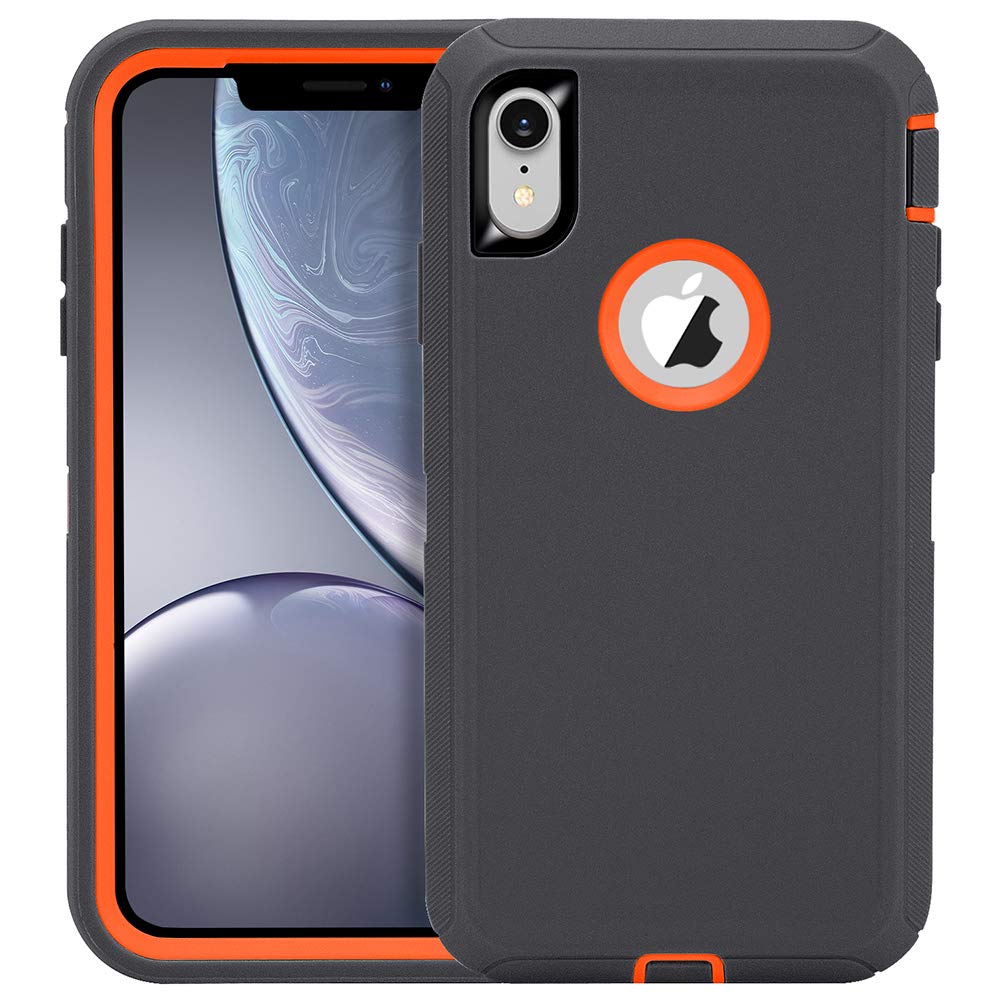 CAFEWICH Case for iPhone XR 6.1'' (2018) - Heavy Duty 2 in 1 Design Rugged Full Body Dustproof Shockproof Bumper Non-Slip Protective Cover for iPhone 10x. White/Grey