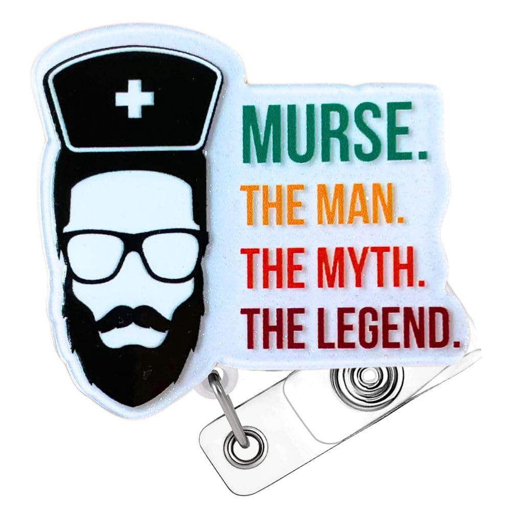 Murse Badge Reel Male Men Nurse Badge Reel ID Retractable Holder Alligator Clip Lanyard Nursing Nurses Reels Gift Funny Doctor Students Graduation