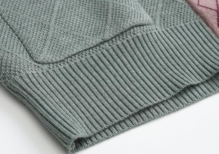 Genérico Cárdigan de Punto para Personas de Mediana Edad Y Mayores, Cárdigan con Cuello Redondo Y Estampado A Cuadros para Abuelas, con Bolsillo, Suéter Cálido para Madres, Abrigo, Chaqueta, Prim