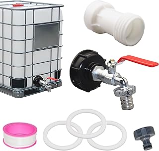 Adaptador Depósito IBC,Grifo Depósito IBC,grifo deposito 1000 litros,1/2" Adaptador tanque IBC,Grifo Jardin IBC Adaptador Depósito 1000 L,para Exterior Jardin Deposito Agua Lluvia Adaptador