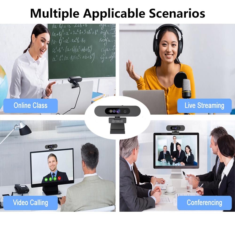 1080P Webcam Windows Hello Recognition Login PC Camera, with Microphone, Streaming Web for Tiktok/YouTube