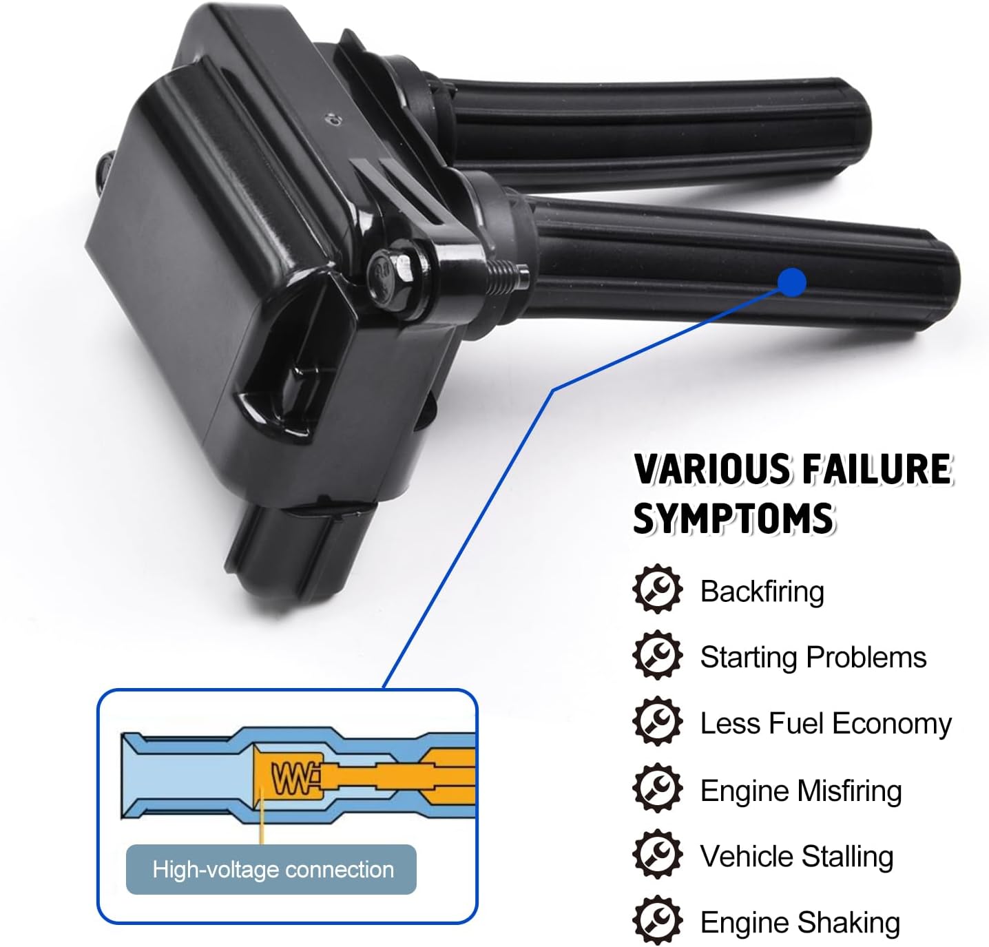 Ignition Coils Set of 6 for Dodge Ram 1500/2500/3500 5.7L 6.1L 6.4L Jeep Grand Cherokee Chrysler 300 Charger Durango 2009 2010 2011 2012 2013 2014 2015 OE Replacement Coil Packs UF504 C1526