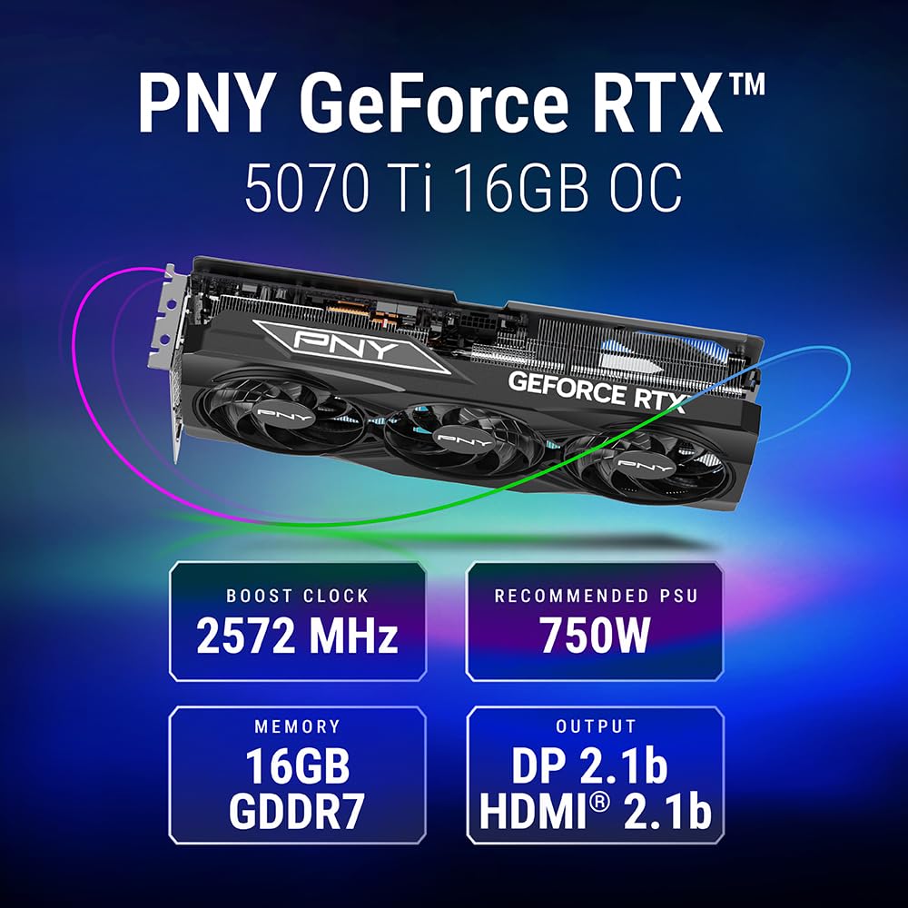 PNY GeForce RTX™ 5070Ti 16GB OC Triple Fan Grafikkarte DLSS 4