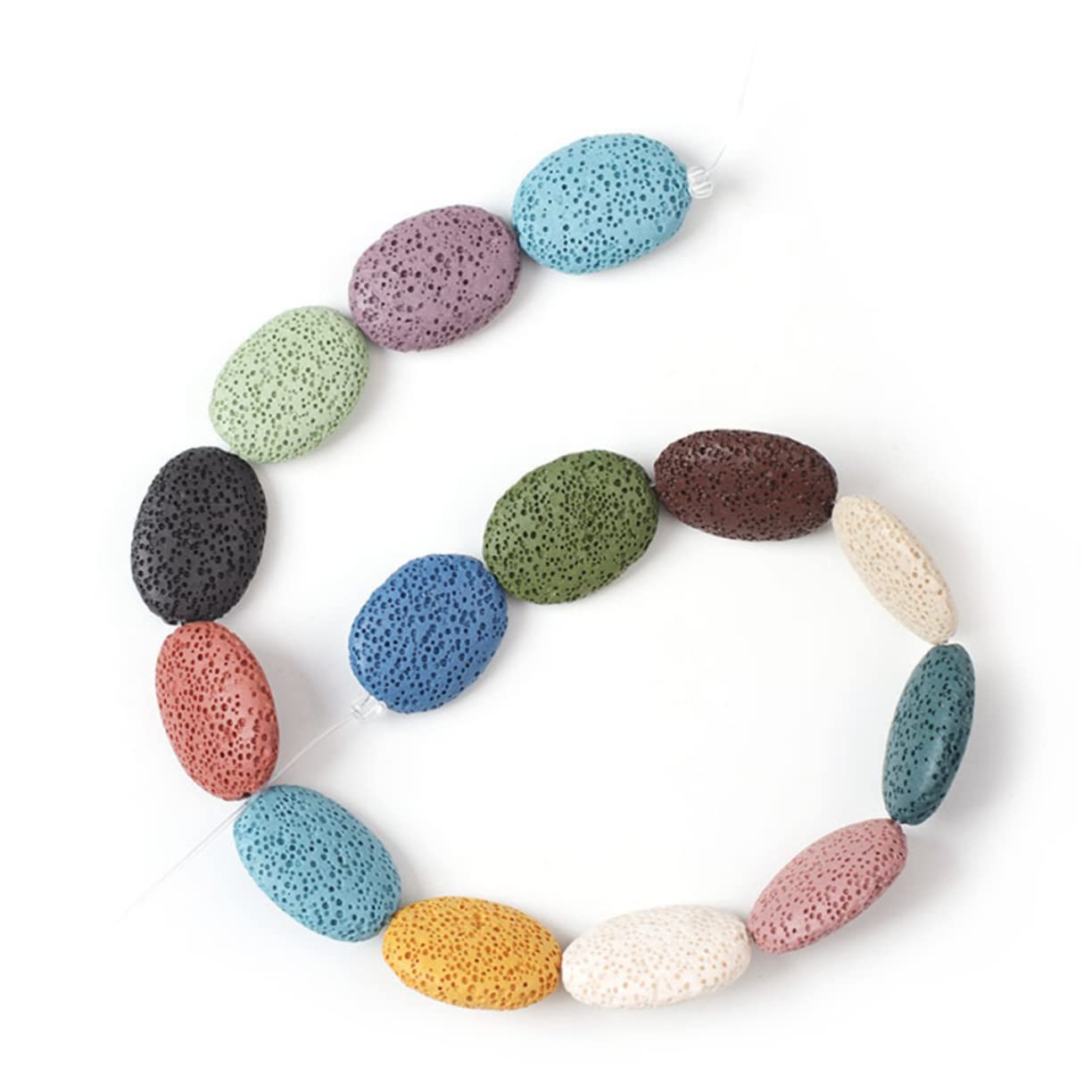 Kit Di 3 Perline Di Chakra Ciondolo Vulcanico Ciondolo Ovale Ciondoli Kit Per La Creazione Di Braccialetti Con Perline Naturali 12 Pezzi*3