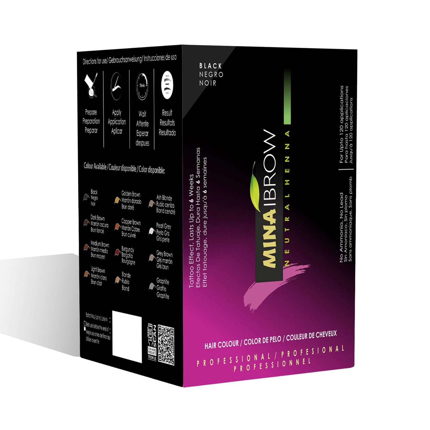 Mina ibrow Hair Color Refill Pack Black|Long Lasting Natural Spot coloring and Professional Hair Tinting Powder,Water and Smudge Proof|No Ammonia, No Lead with 100% Gray Converge