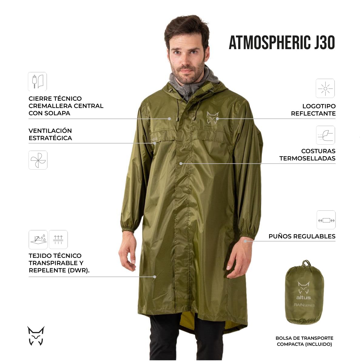 ALTUS Atmospheric J30 Poncho de pluie imperméable pour sac à dos