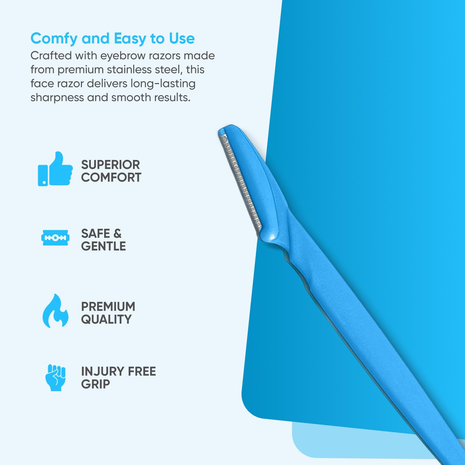 Eyebrow Razors Facial Hair Remover Shaver Trimmer Shaper, Exfoliating Dermaplaning Tool for Women and Men (Blue)