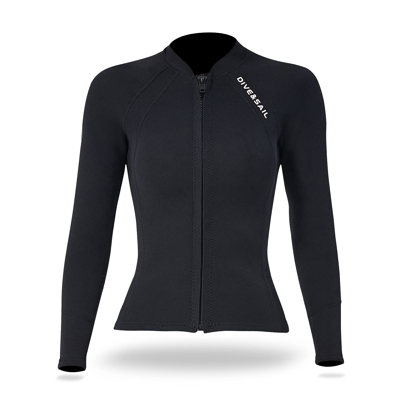 HUIOP 2mm Neoprene Uomo Donna Top da Sub con Cerniera Frontale Mute Giacca a Maniche Lunghe Top Muta per Snorkeling Diving Surf Sport Acquatici Nuoto,Muta