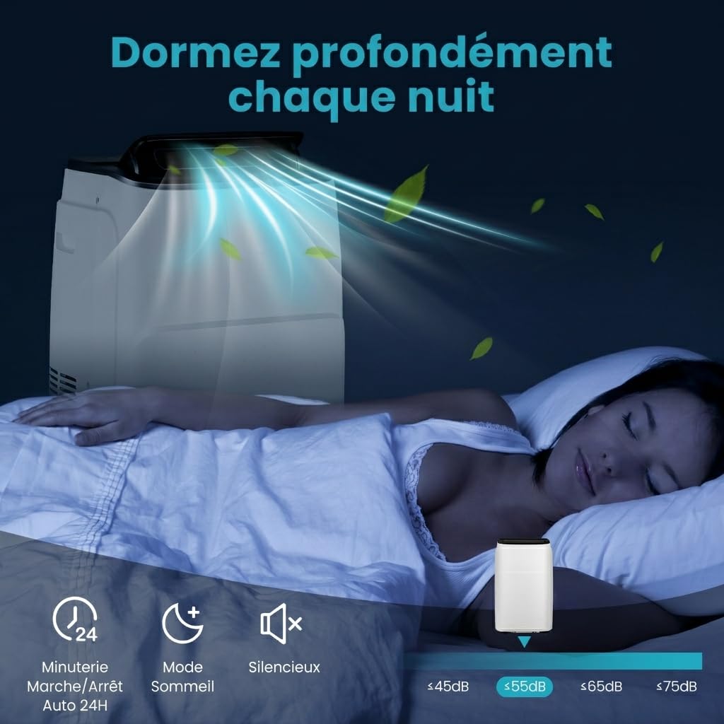 GOPLUS Climatiseur Mobile 12000BTU 3,5kW 5 en 1 Fonction de Refroidissement, Chauffage, Déshumidification, Ventilation, Mode Nuit, Minuterie 24H, Contrôle Wifi/Télécommande/Écran, 30m², R290