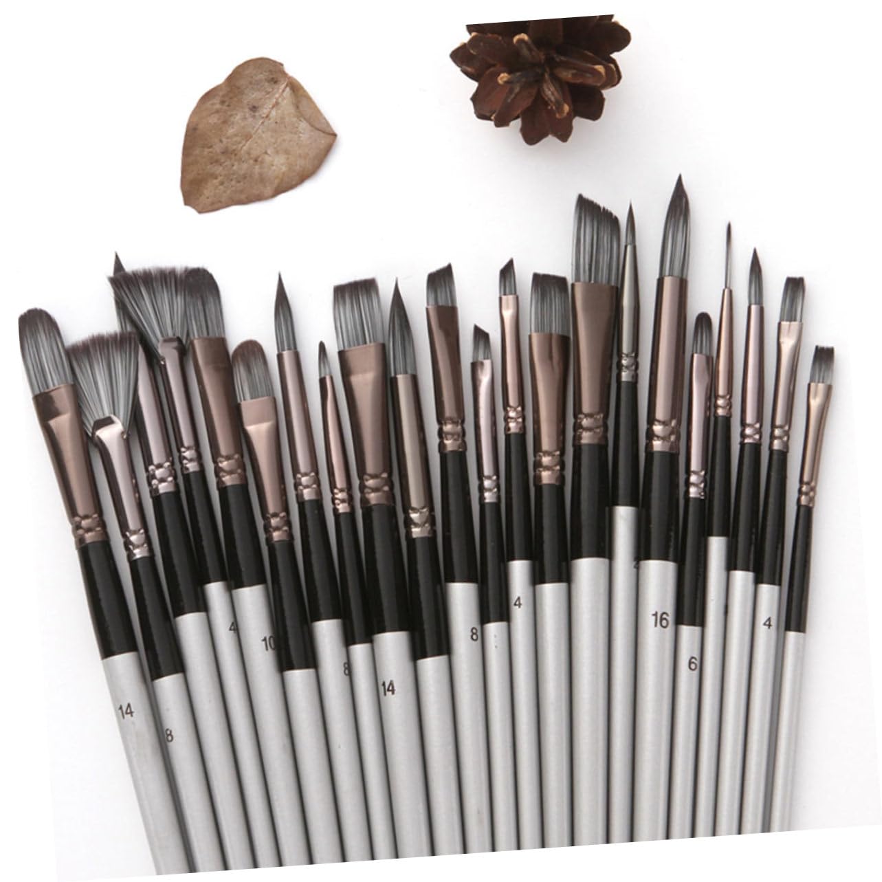 Kit de Pinceaux de Dessin 24 Pièces en Nylon avec Paquet, Forme Simple, pour Peinture à l'huile et Aquarelle, Style Élégant et Fonction Pratique