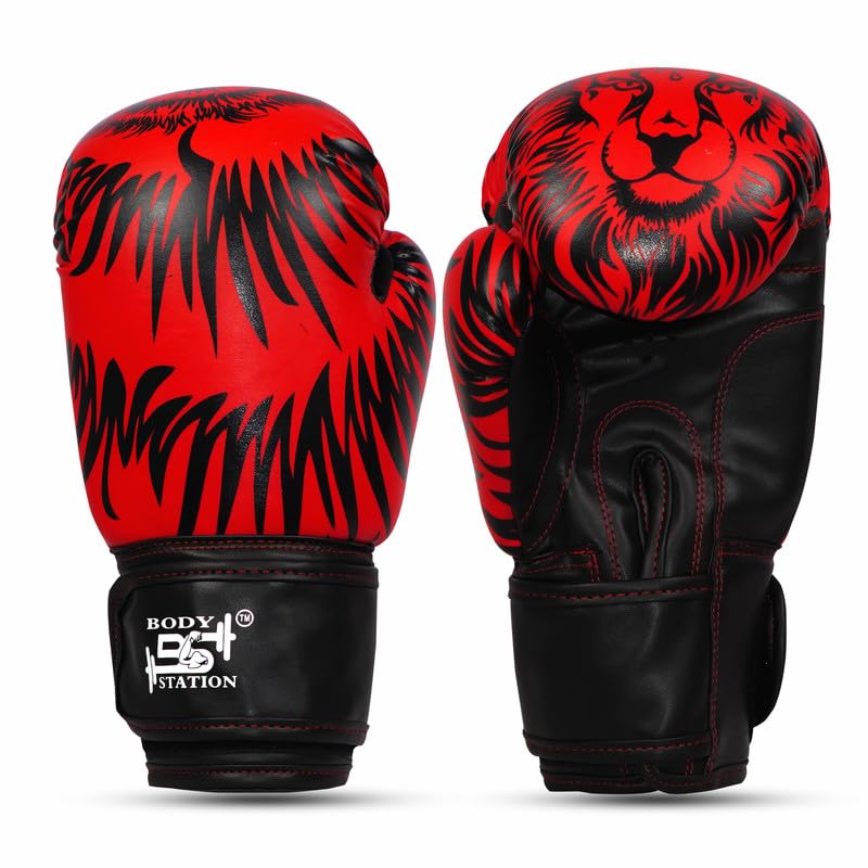 Product image of Longlasting Faux Leather MMA Everlasting Training Lion Boxing Gloves with Hook & Loop Closure for Men & Women | Kickboxing, Gym & Sports Equipment | Twin Punching Gloves