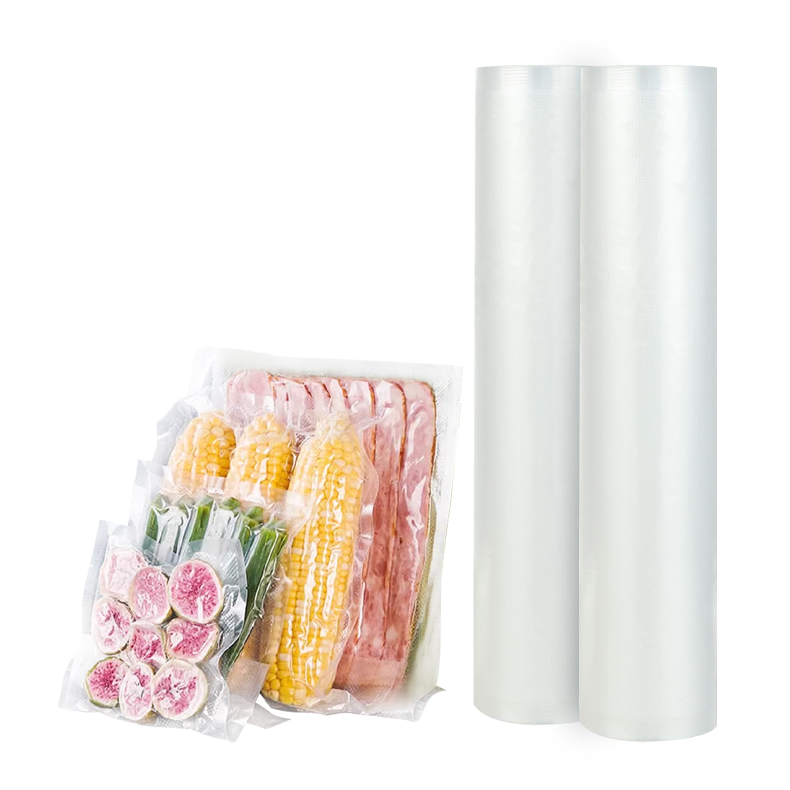 Vacuum Seal Bags 2 Rolls 28 x 600 cm, BPA Free Vacuum Food Bags, Food Vacuum Sealer Bags Rolls, Cut to Size Sous Vide Bags, Boil Safe, Freezer Safe for Fresh Food Storage