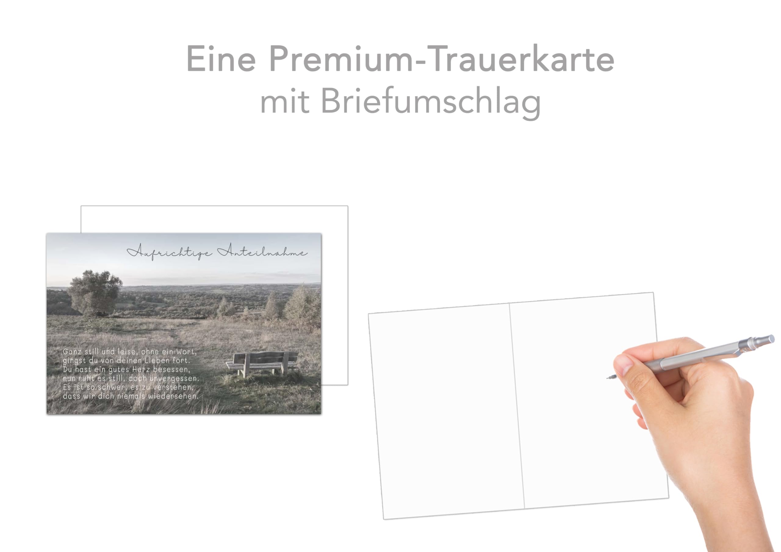 Edition Seidel Premium Trauerkarte – Mit Umschlag, 11.5x17 Cm, Doppelkarte Mit Roter Rose
