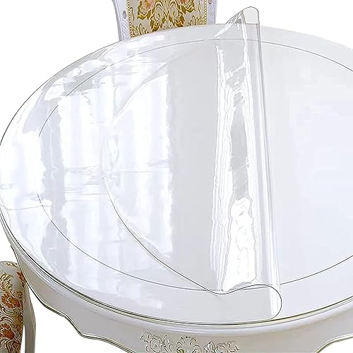 Miniatura 1 de Mantel redondo de plástico de 0.079in de grosor, protector de mesa de PVC transparente, mantel impermeable para comedor, hoja de vidrio suave,