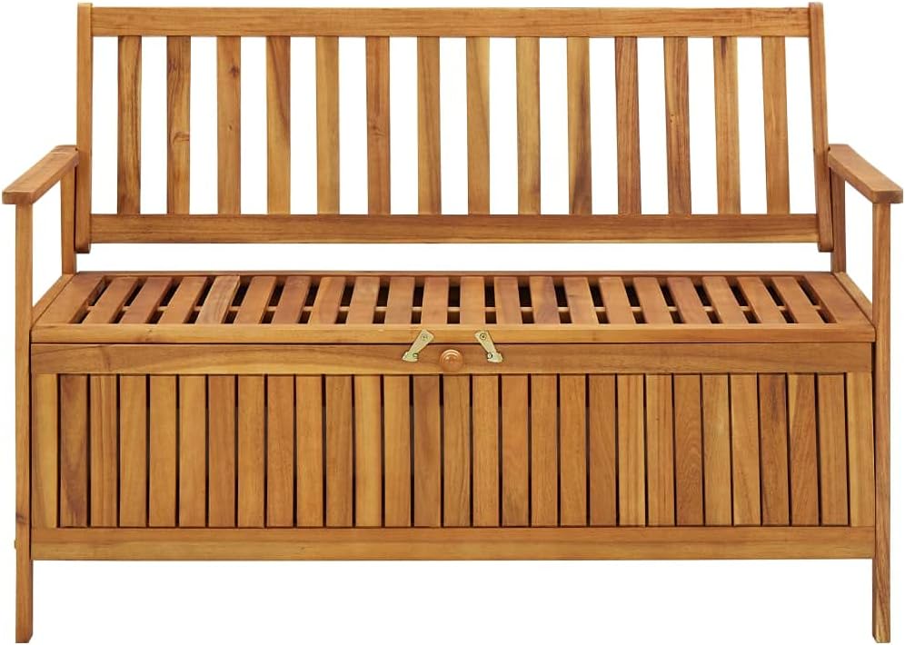 Patio Storage Bench, Outdoor Wooden Deck Box, Solid Wood Patio Furniture for Outdoor Cushions, Pool Storage and Garden Tools, 47.2"x24.8"x33.1", -330 -AA
