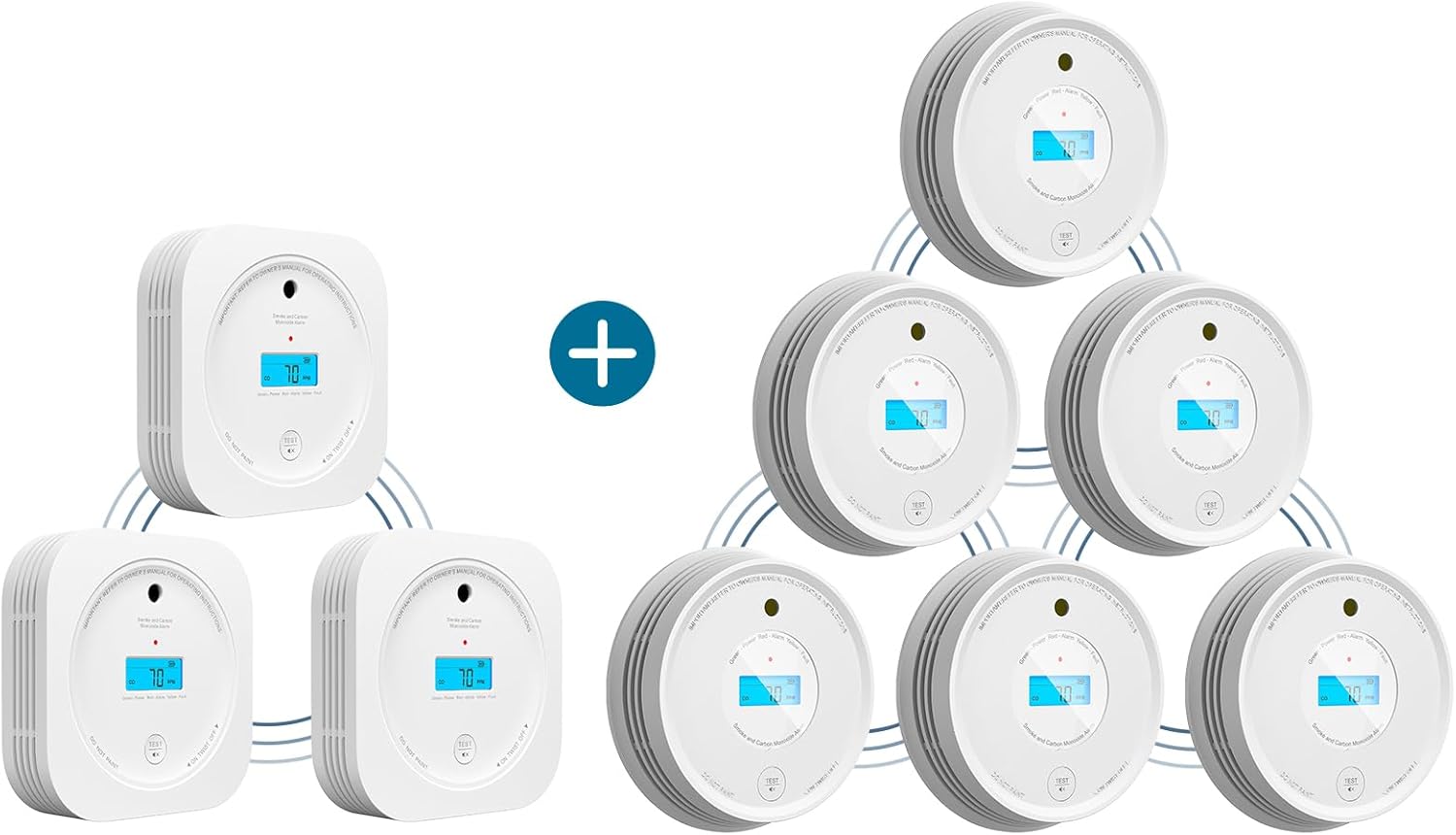 AEGISLINK Wireless Interlinked Smoke Detector Carbon Monoxide Detector