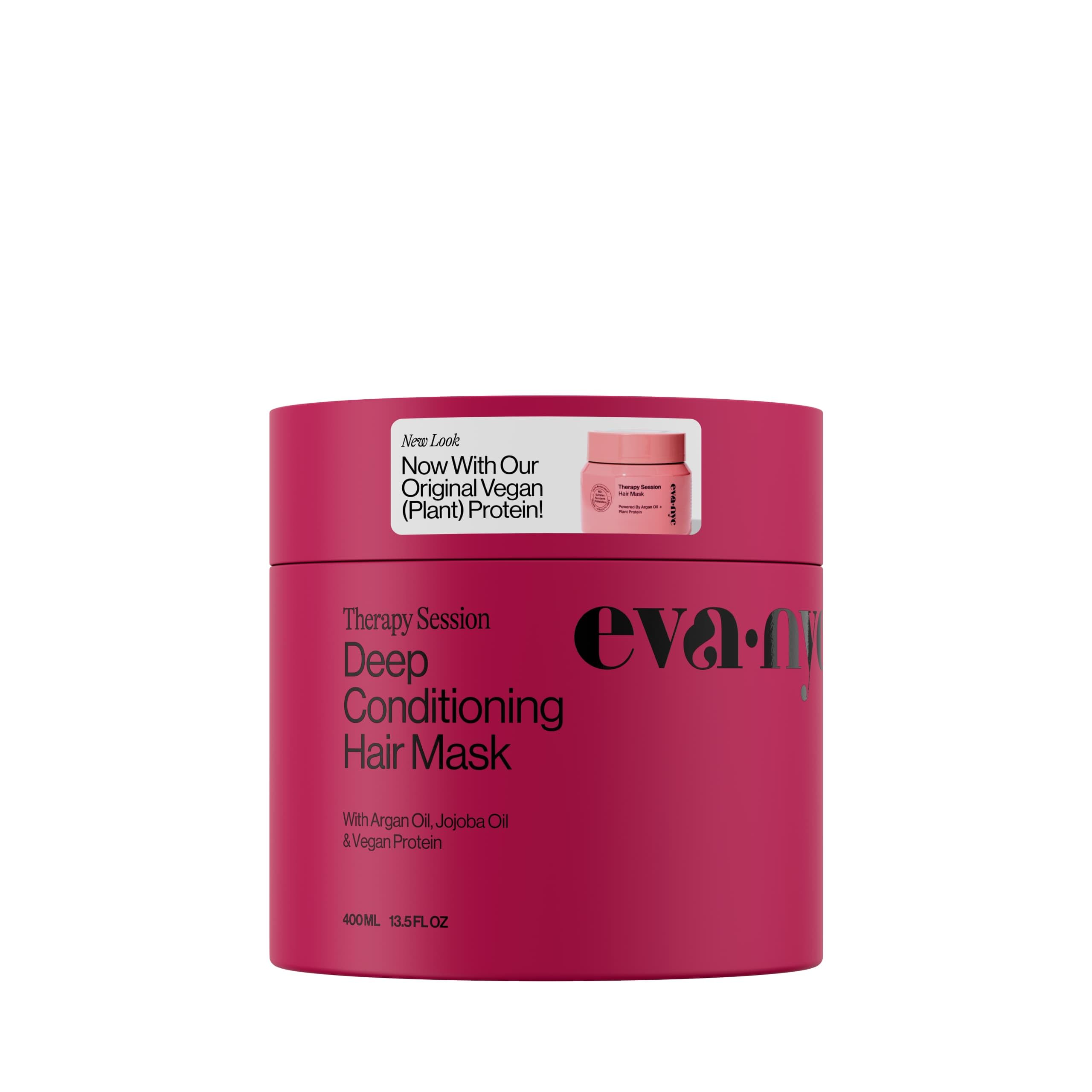 Eva NYC Therapy Session Deep Conditioning Hair Mask with Jojoba Oil + Argan Oil - Hydrate, Soften - Repair Hair Strength + Restore Damage - Sulfate Free - Warm Vanilla Scent - 13.5 fl oz