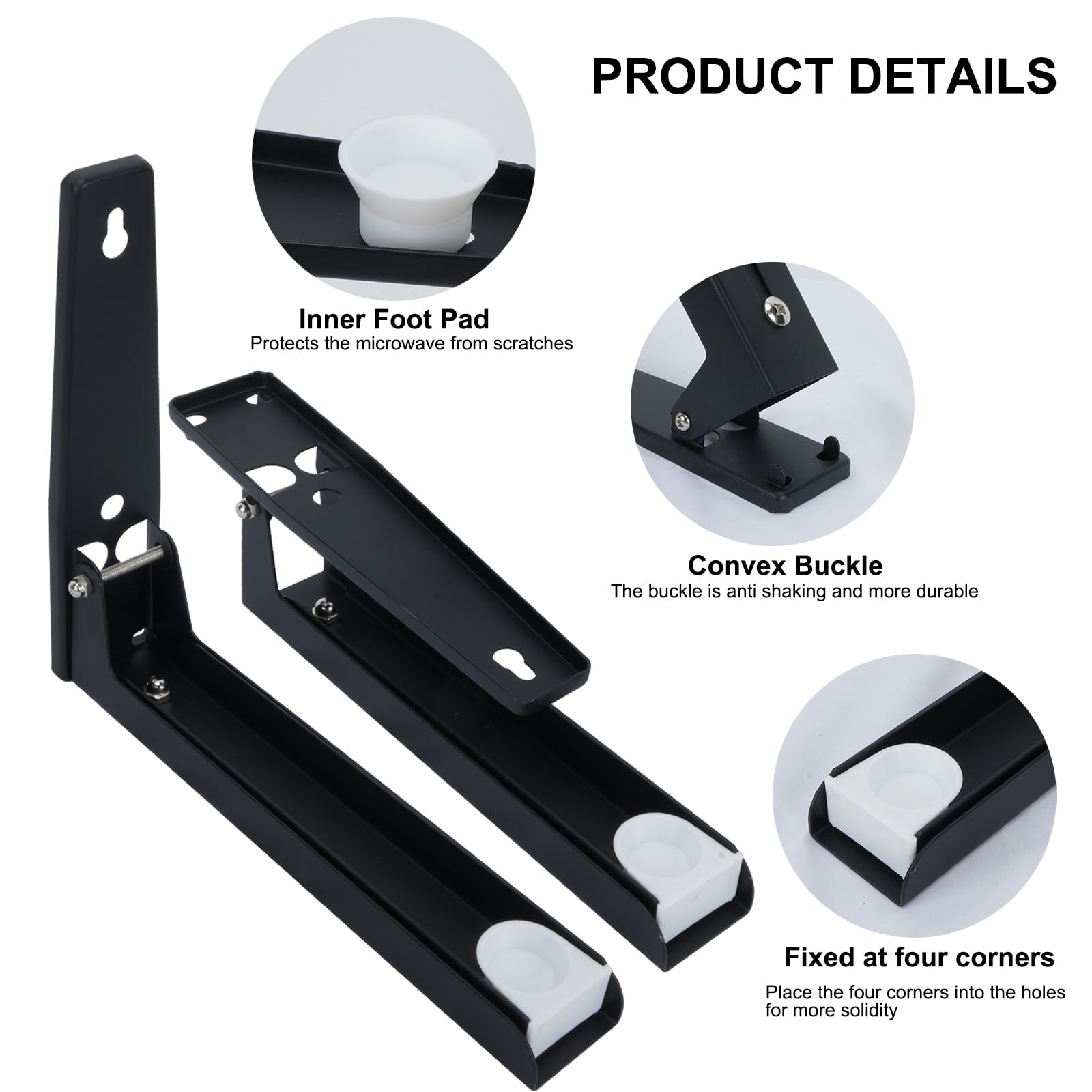 Scaffale Per Microonde Sospeso - 2 Ripiani, 55x38x25 Cm, Con 10 Ganci, In Alluminio, Portata 40 Kg, Per Cucina - Foto 5