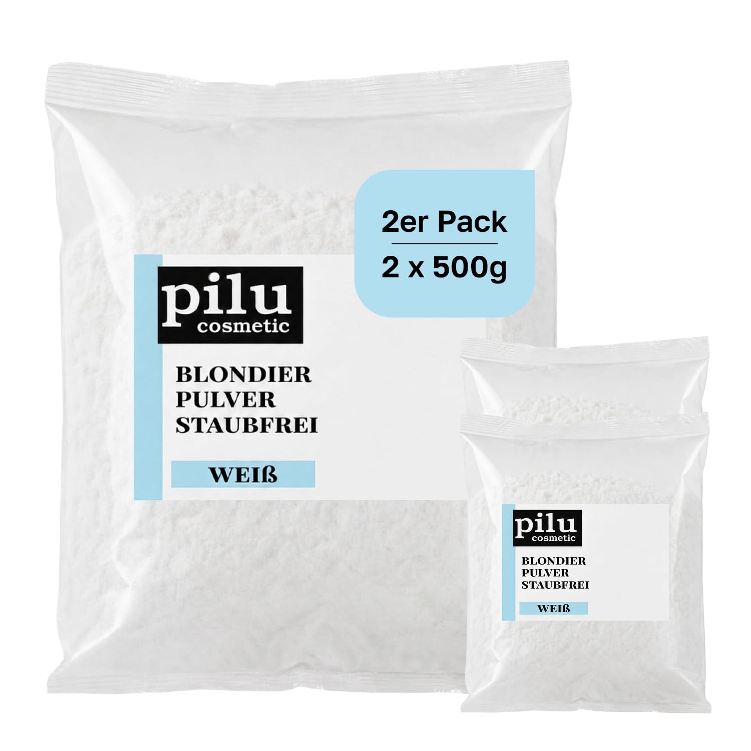Blondierungspulver 3 x 500 g I Staubfreies, weißes Blondierpulver im Beutel I WARMES Blond I Sanfte Aufhellung um bis zu 7 Nuancen I Hair Bleach mit Anti-Gelbstich I Bleach Powder