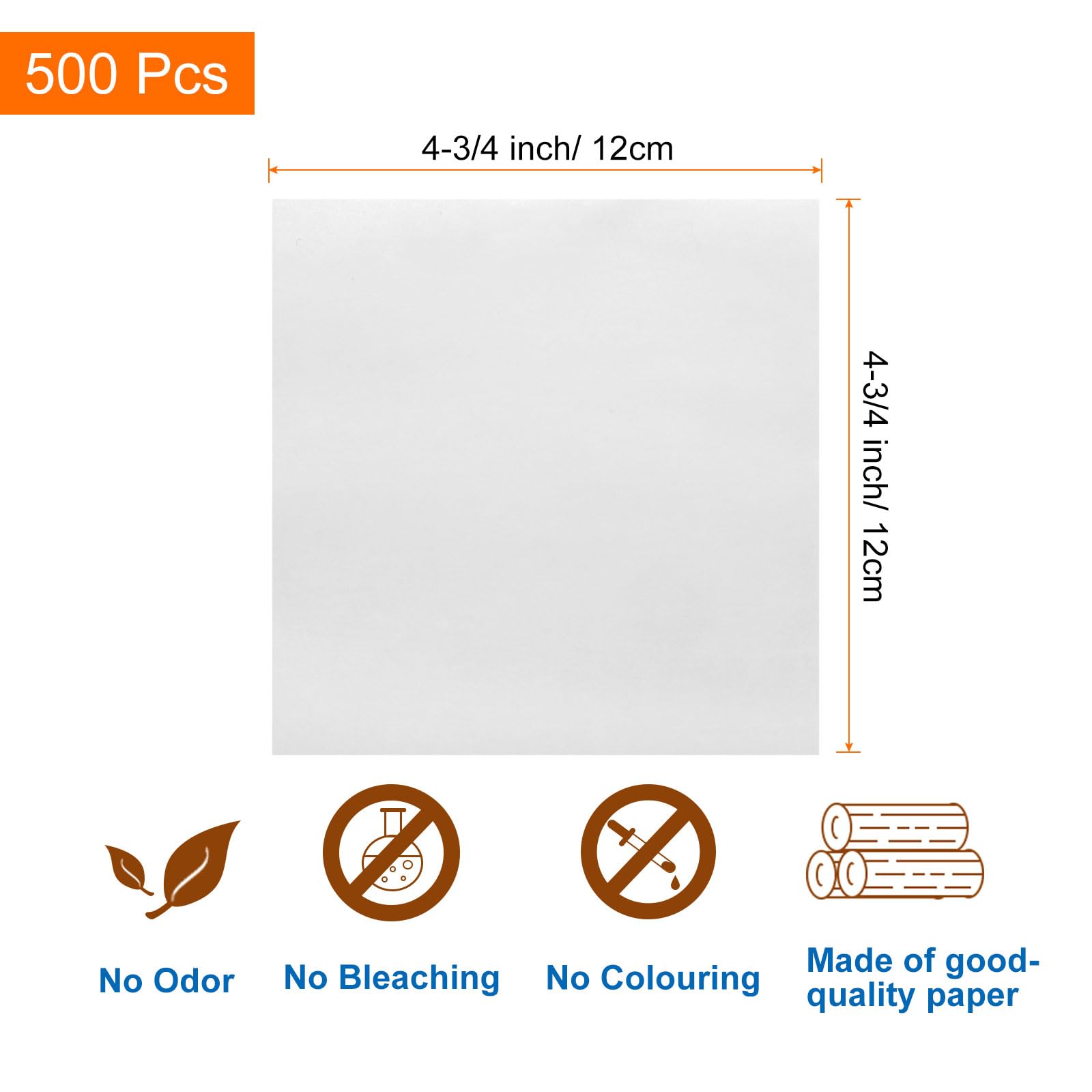 uxcell 500Pcs Air Fryer Parchment Paper, 4-3/4 Inch Square Air Fryer Liner, Non-Stick Steamer Liners for Oven Microwave - Image 2
