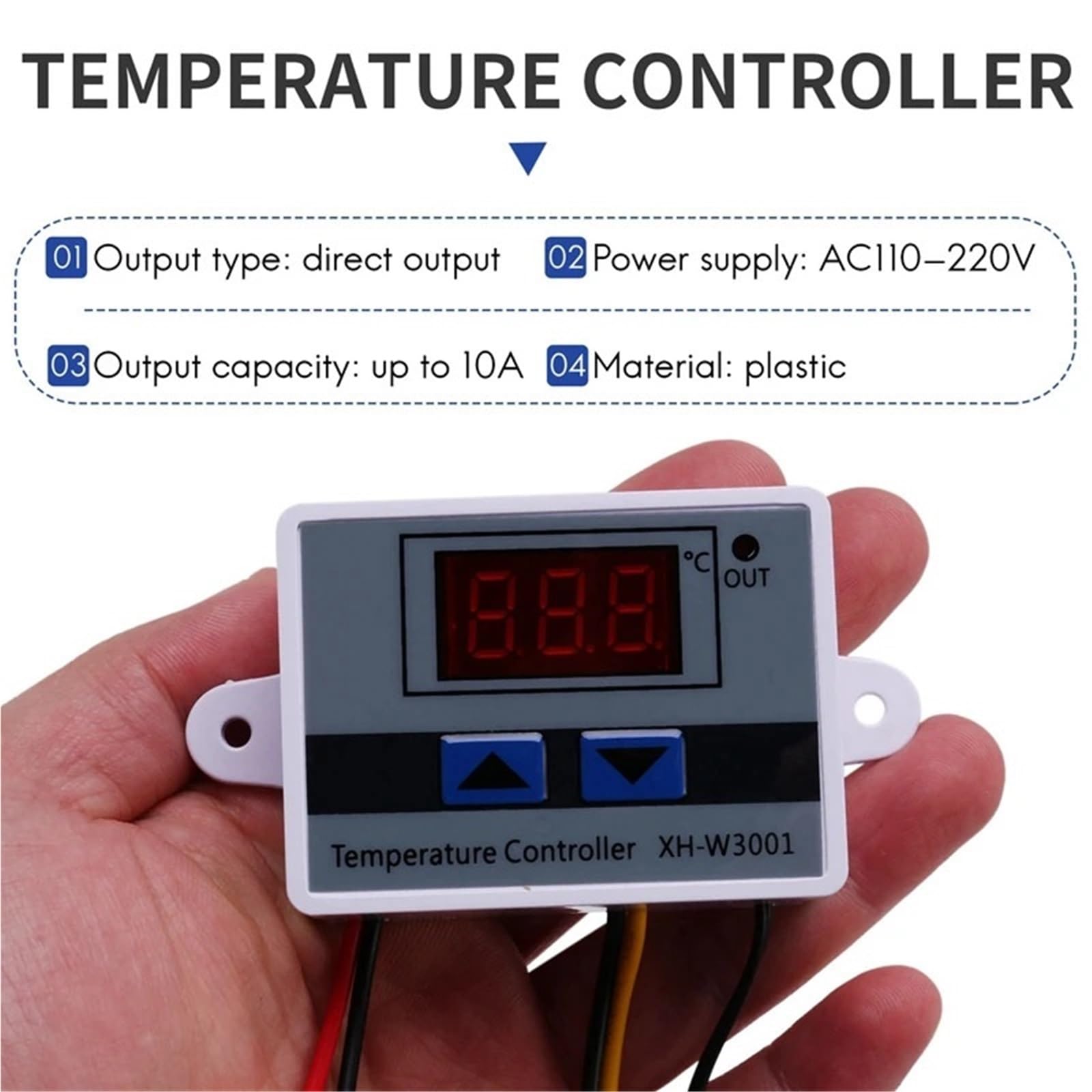 XTECH 10A AC110-220V Regolatore di temperatura digitale a LED XH-W3001 for incubatore Interruttore di riscaldamento e raffreddamento Termostato Sensore NTC