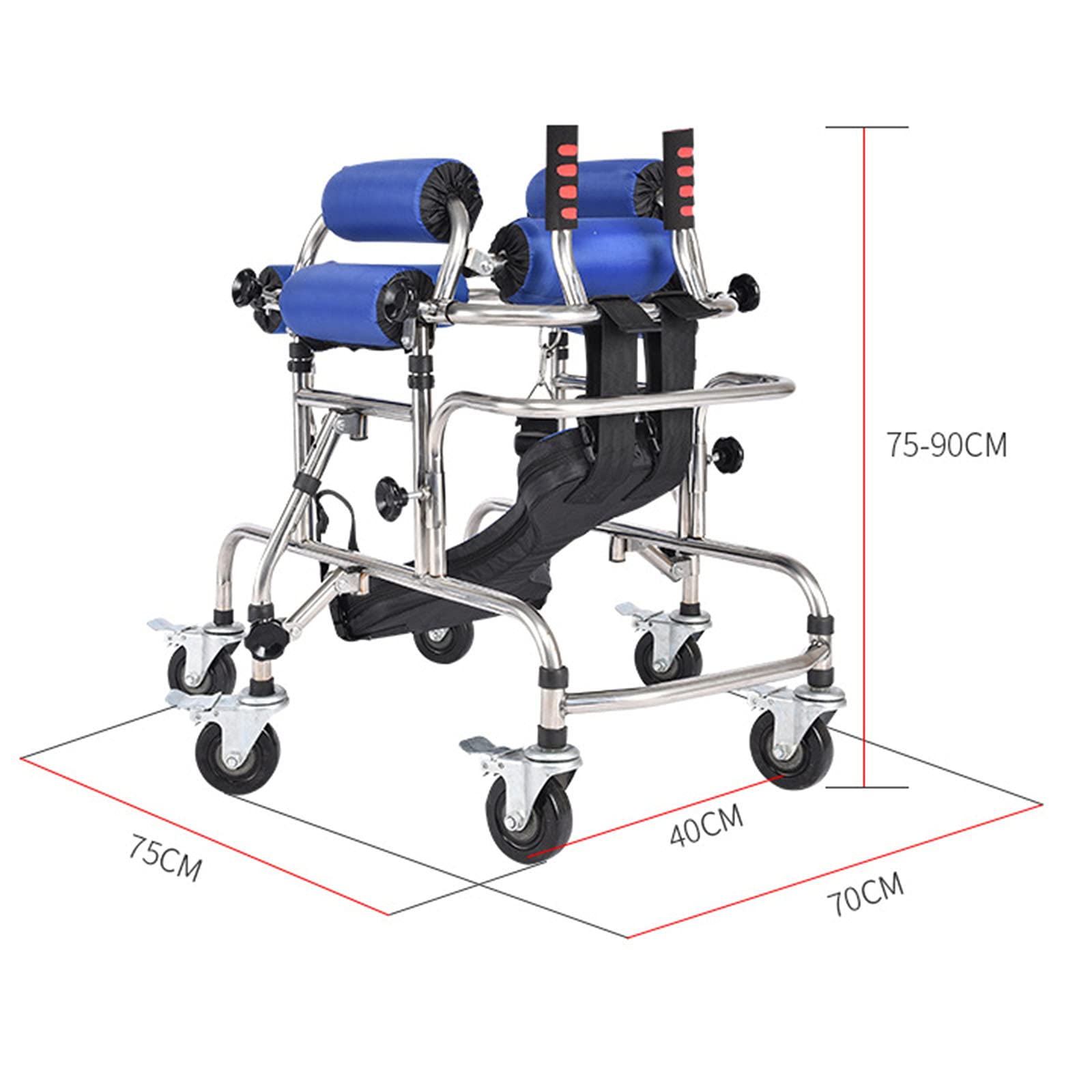 Andador para niños con ayuda para caminar, con asientos, parálisis cerebral infantil, entrenamientos de rehabilitación para discapacitados debajo de las axilas dobles, A (A)