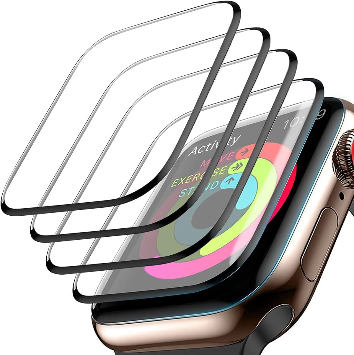[4 Pack] Screen Protector for Apple Watch 38mm Series 3/2/1 3D Full Coverage Waterproof Anti-Scratch Bubble-Free HD Clear Screen Film for Apple Watch 38mm