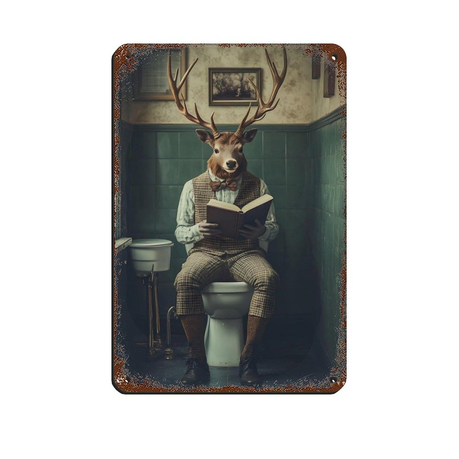 Whimsical Deer, Unique Animal Retro Poster Metal Tin Sign Chic Art Retro Iron Painting Bar People Cave Cafe Family Garage Poster Wall Decoration 8x12inch(20x30cm)
