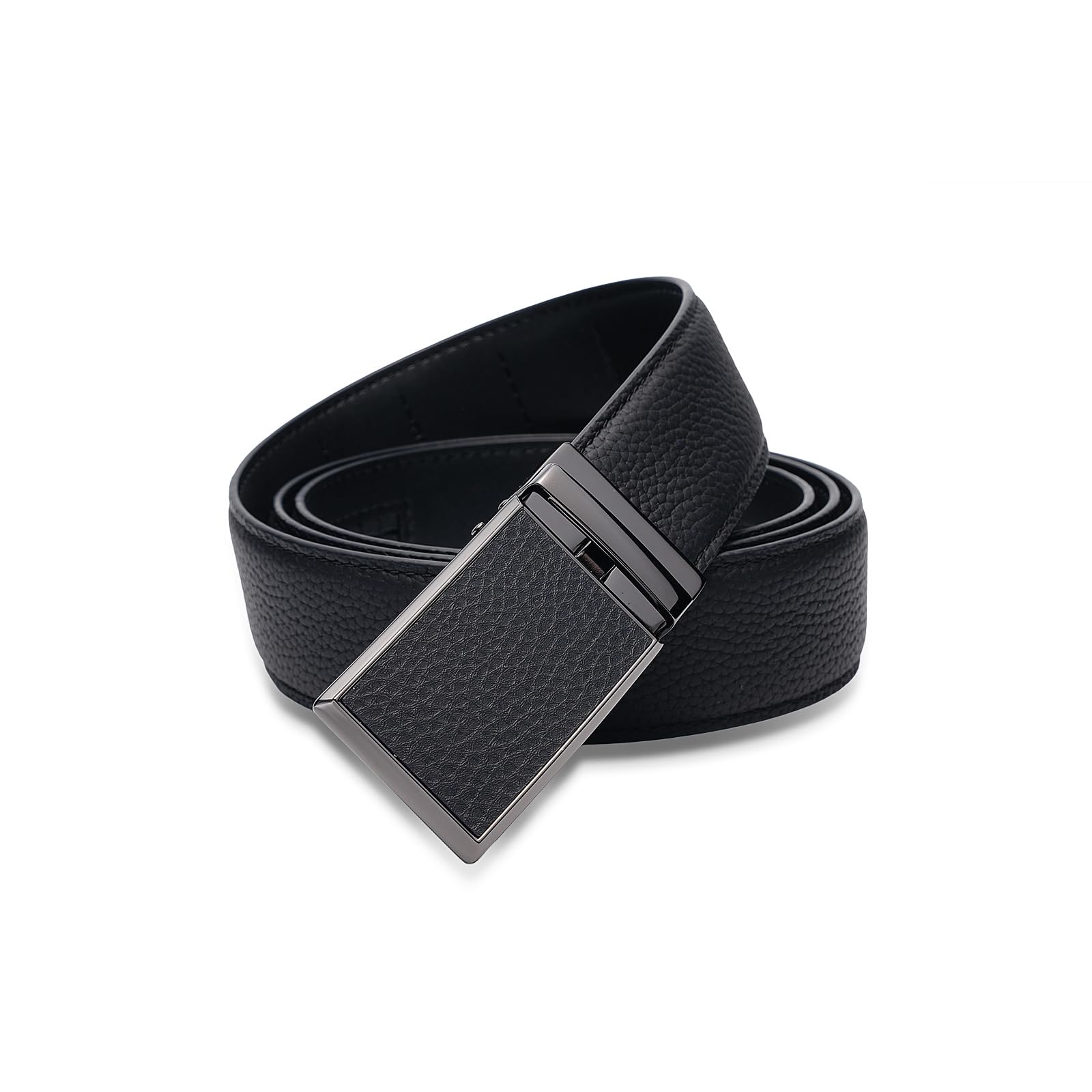 FEFLO Cintura Uomo, Cintura Pelle con Fibbia Automatica cricchétto, Larghezza 35 mm,Taglia Regolata, Adatto per abbigliamento da lavoro e casual