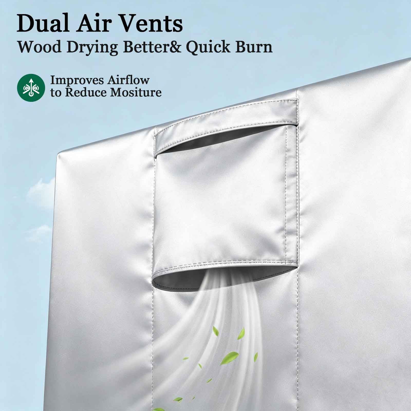 Set di Protezione dalle Intemperie per Riparo di Legna da Ardere | Copertura Impermeabile 600D Oxford da Esterno | per Camino, Giardino (Non Include Portapacchi),Argento,122x61x122cm