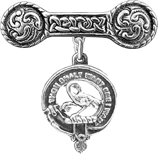 Cranston Clan Crest Iona Bar Brooch - Sterling Silver