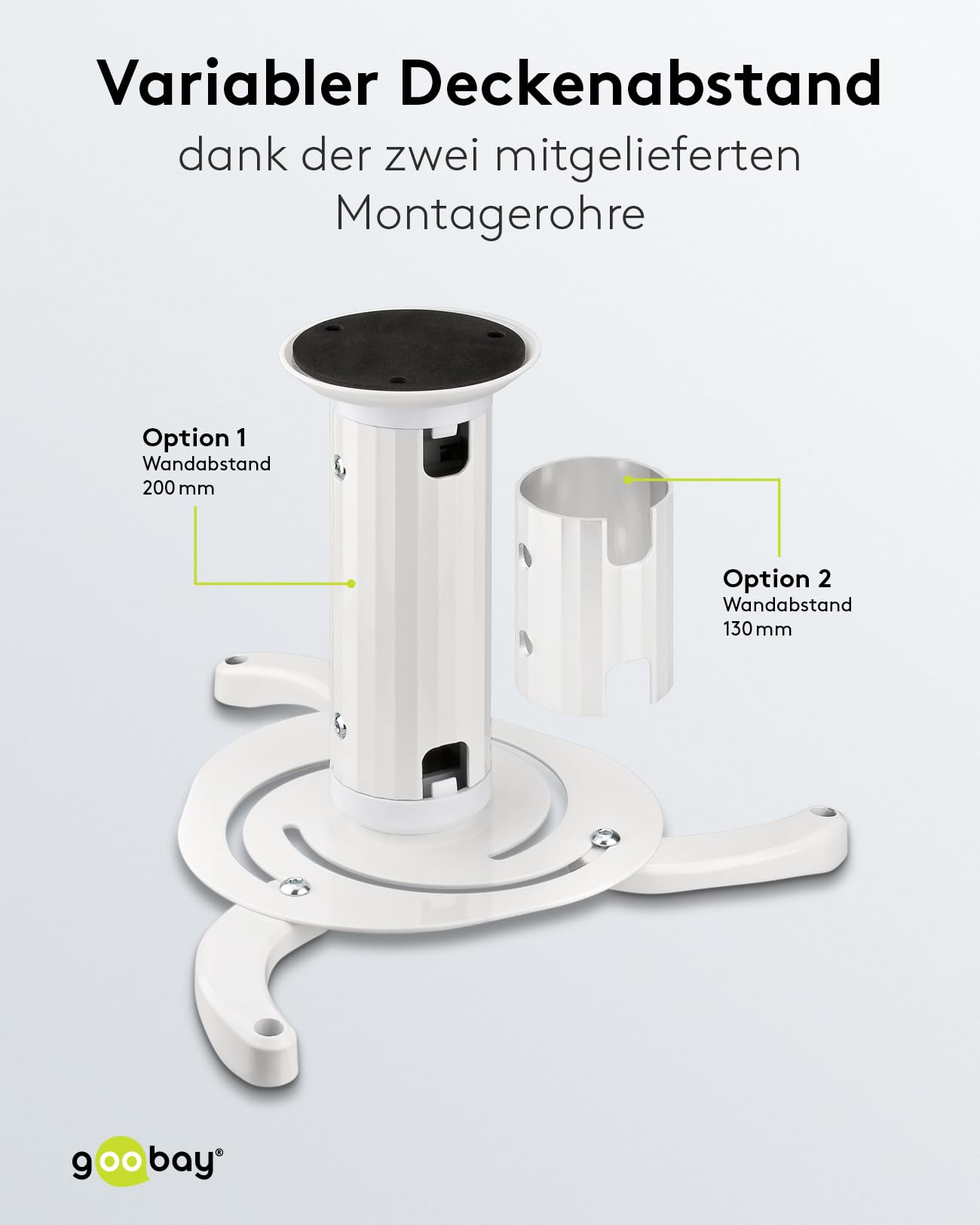Beamer-Deckenhalterung, flexibel, neig- drehbar, bis 10 kg, silber