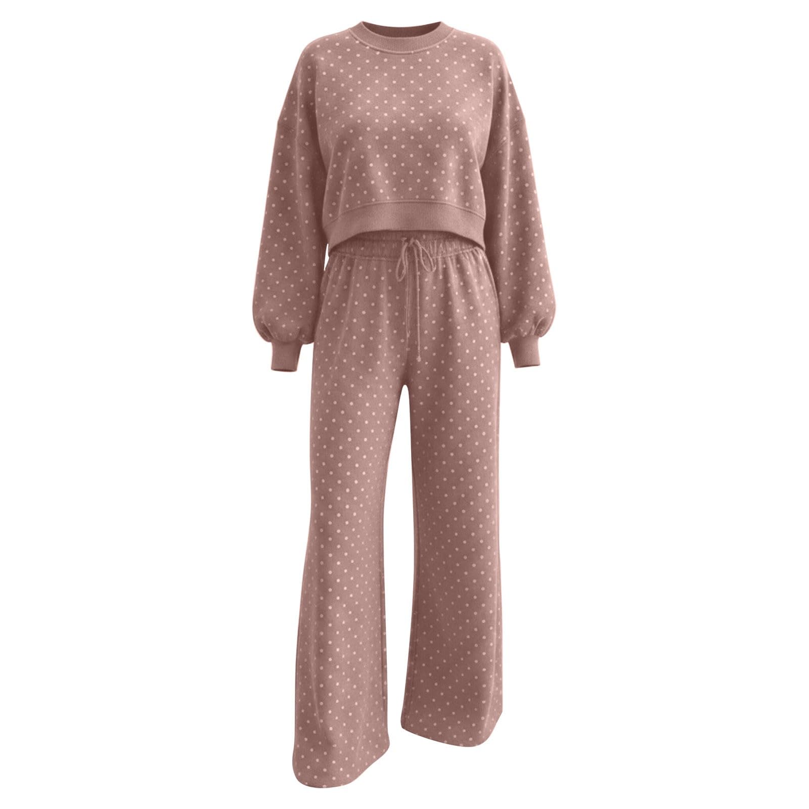 Tute Eleganti Donna 2 Pezzi Completi Palestra Manica Lunga Girocollo Tuta Da Ginnastica Completo Sportiva Casual Set Top E Pantaloni a Gamba Larga Tute Per Jogging Fitness Yoga Autunnale Invernale