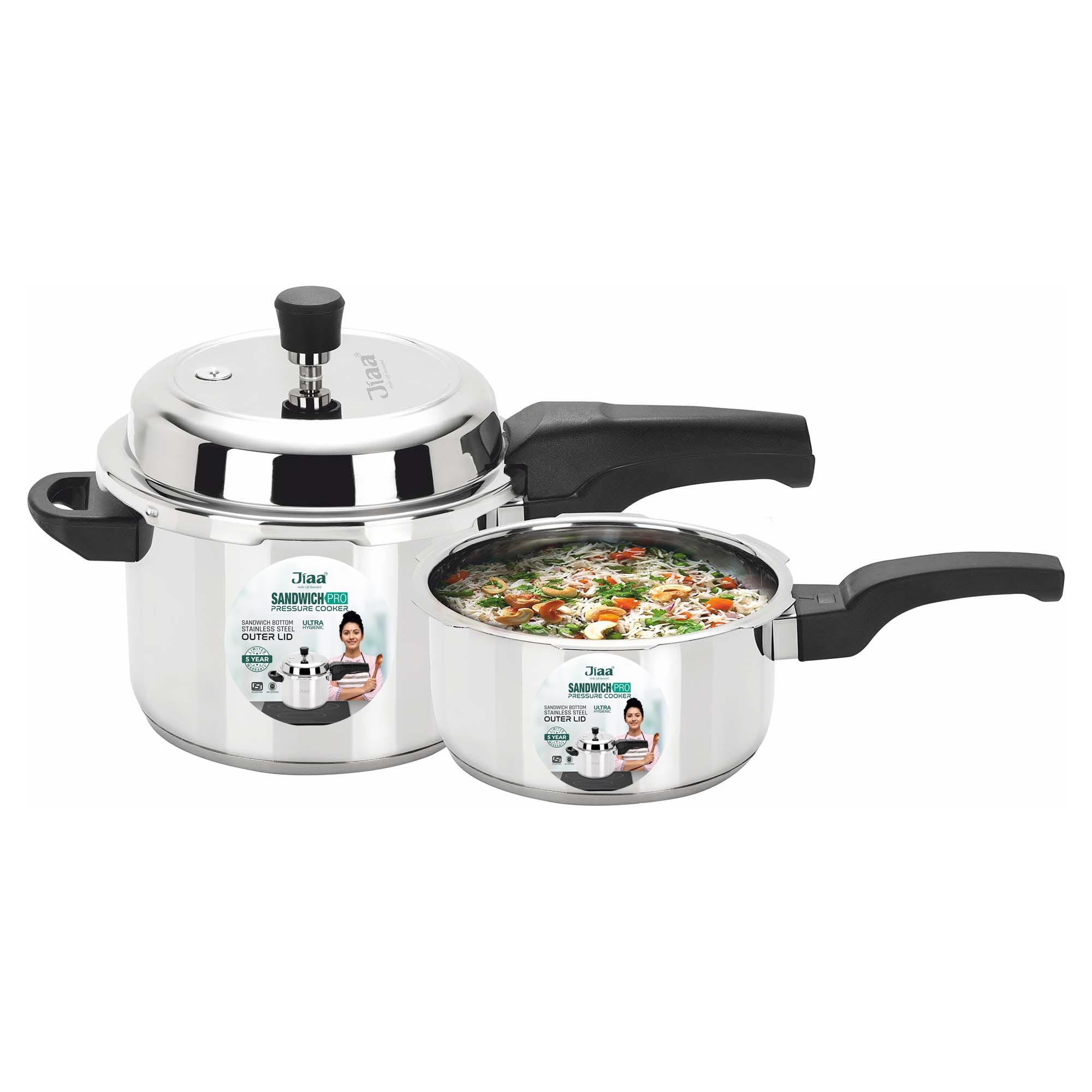Buy JIAA SANDWICHPRO Stainless Steel Pressure Cooker COMBO 2 3 LIT buy-jiaa-sandwichpro-stainless-steel-pressure-cooker-combo-2-3-lit
