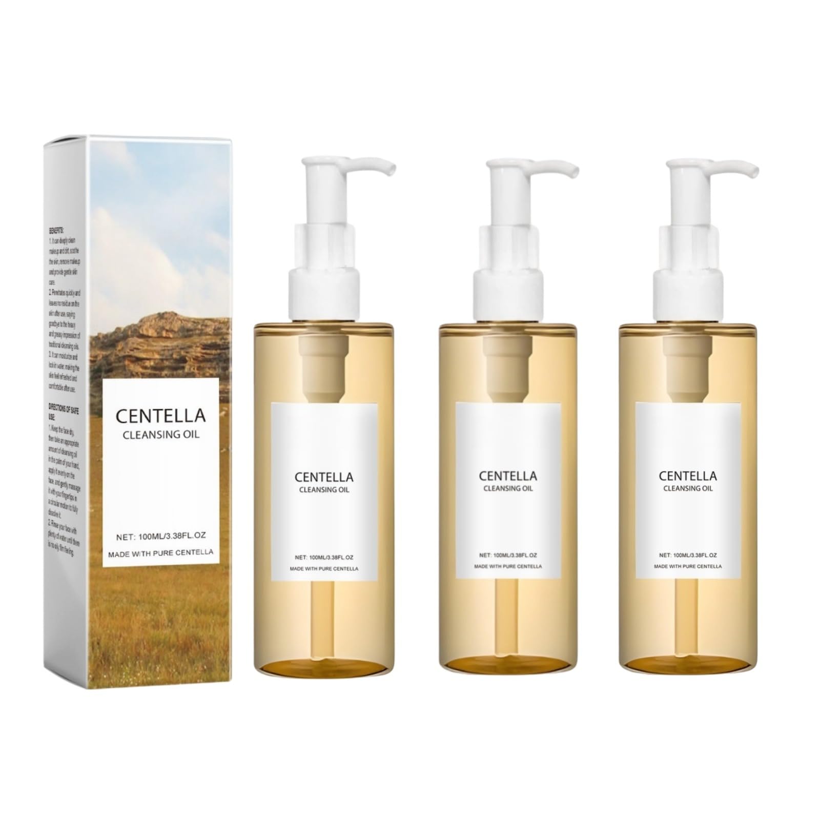 Centella Oil Cleansing Oil Madagascar Centella Asiatica Extract, Kontrola Porów Olejek do Czyszczenia Głęboko Porów, Odpowiedni dla skóry wrażliwej, dla dziewcząt i kobiet o wrażliwej skórze