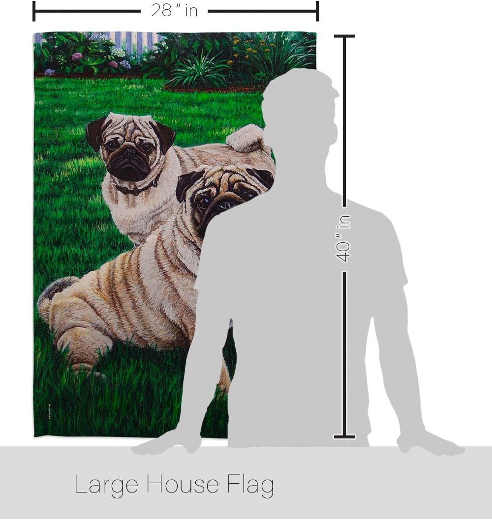 Breeze Decor - Pugs Love Nature - Everyday Pets Impressions Decorative Vertical House Flag 28" x 40" Printed in USA