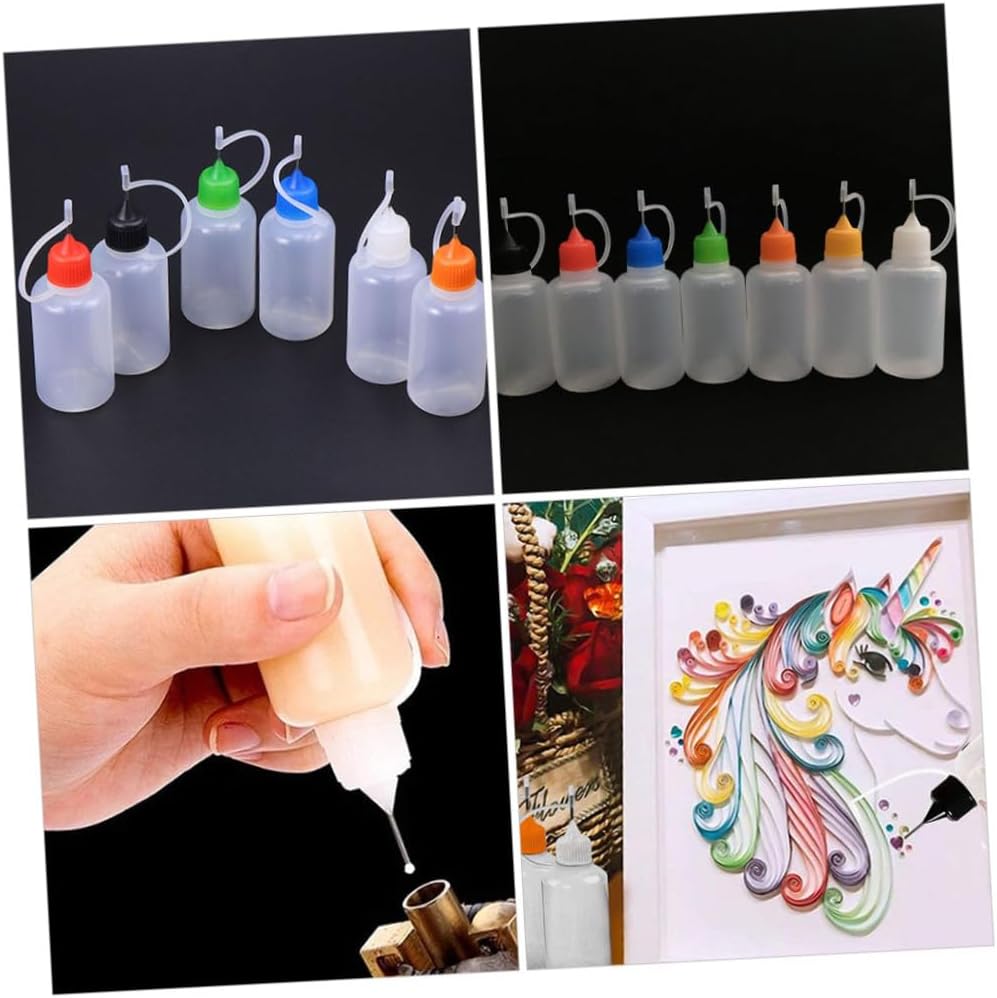 20pcs 30ml Glue Squeeze Bottles with Needle Tip Applicator and Caps, Semi- Small Dispensing Bottles for Paint, Craft, and Industrial Use Random Color