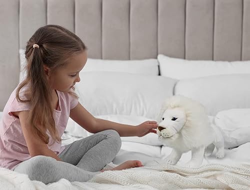 Miniatura 6 de Ice King Bear Peluche de león blanco, juguete de peluche realista, 12 pulgadas de longitud