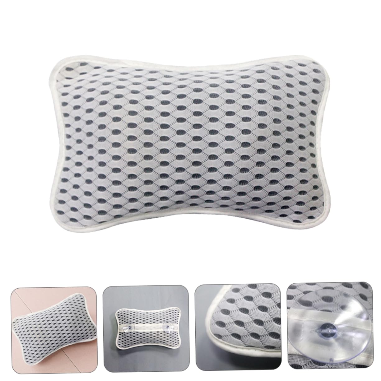 3 Pezzi Cuscino Bagno Antiscivolo Poliestere per Spalle e Adattabile Spa con Ventose Resistenti