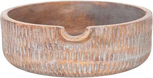 Creative Co-Op Cuenco de madera de mango tallado a mano con boquilla (cada uno variará), bandeja, 12 pulgadas de largo x 12 pulgadas de ancho x 4