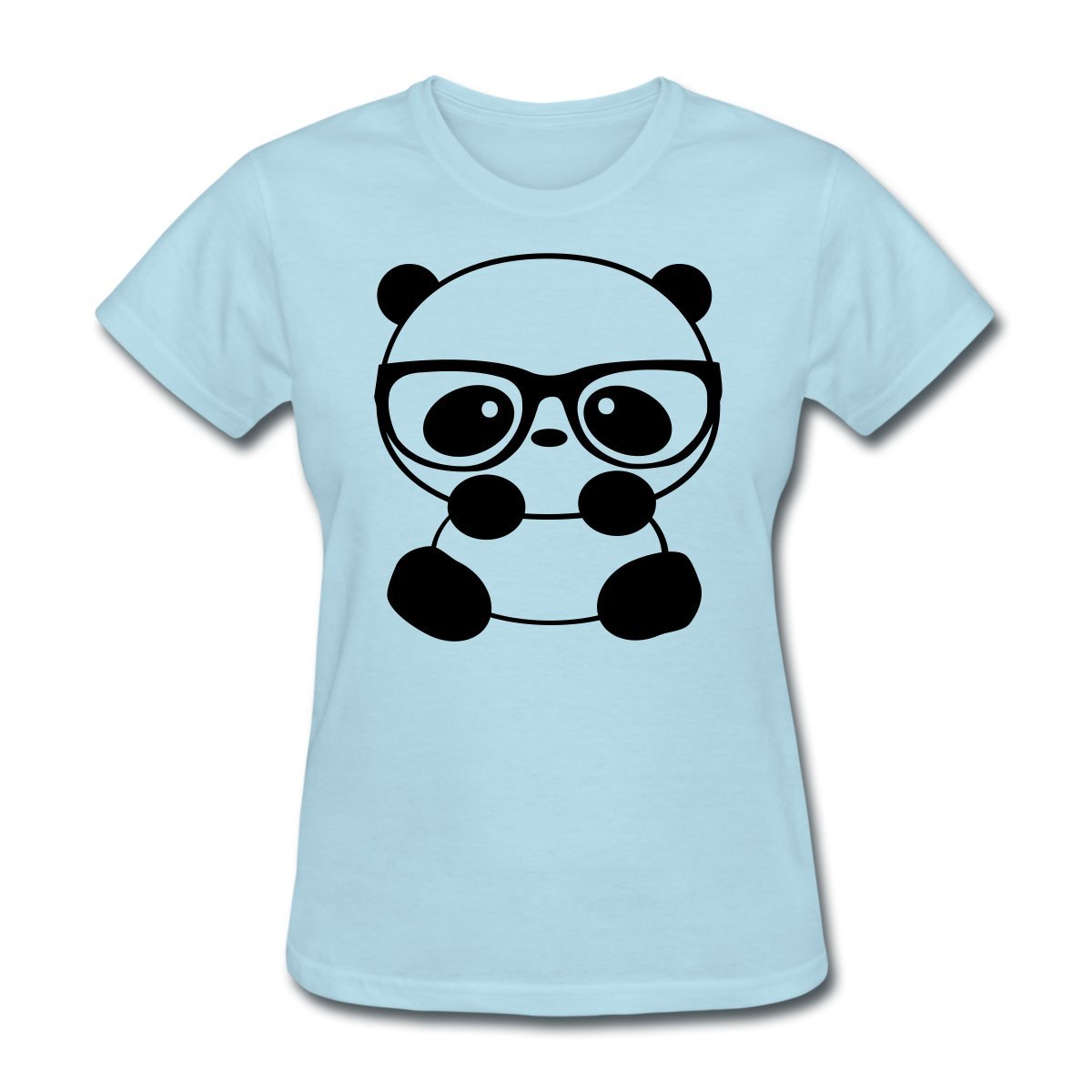 Spreadshirt Panda Nerd With Glasses Women's T-Shirt, S, powder blue