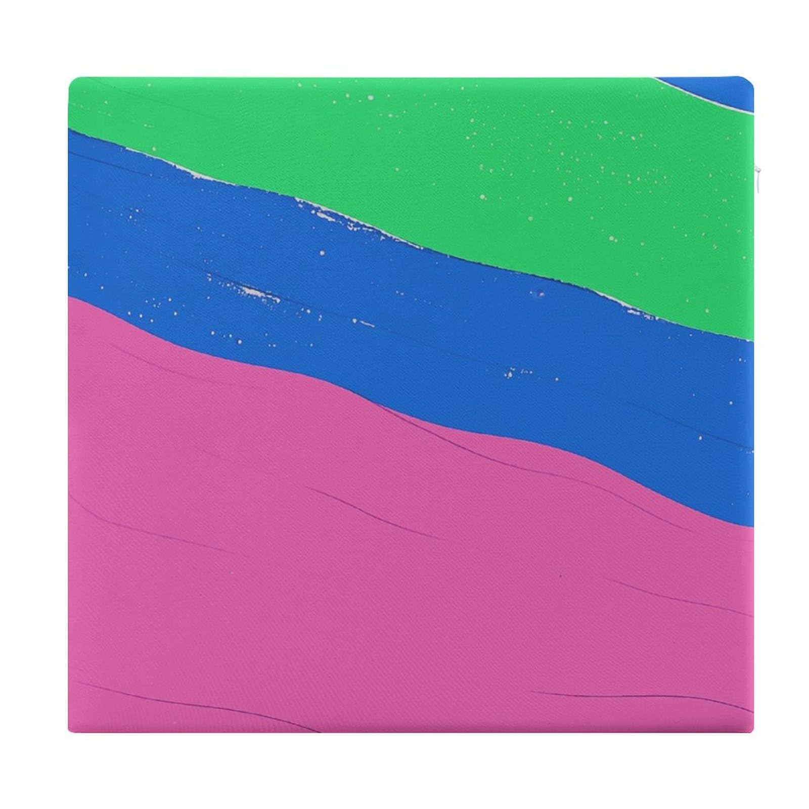 Coussin de sol carré 38x35 cm bleu et vert en mousse à mémoire