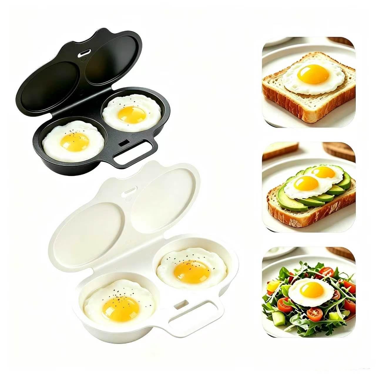 Microwave Egg Poacher With Lid & Handle, Dual Cavity Microwave Egg Poacher,Microwave Egg Boiler Poacher, Reusable Nonstick Poached Egg Maker, Quick Oil-Free Cooking For Home Breakfast, Kitchen Gadgets