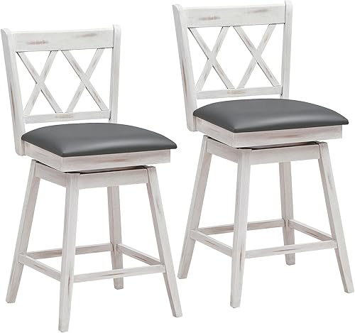 UJOYPAYD Taburete de bar con altura de mostrador, taburetes de bar giratorios de 360 grados, silla alta tapizada de altura de asiento de 25