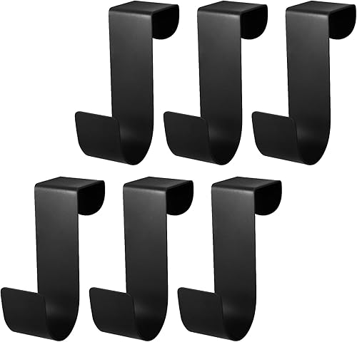 Miniatura 7 de Biaungdo 6 ganchos para puerta de gabinete, de acero inoxidable negro, organizador para colgar en la puerta trasera, ganchos individuales para