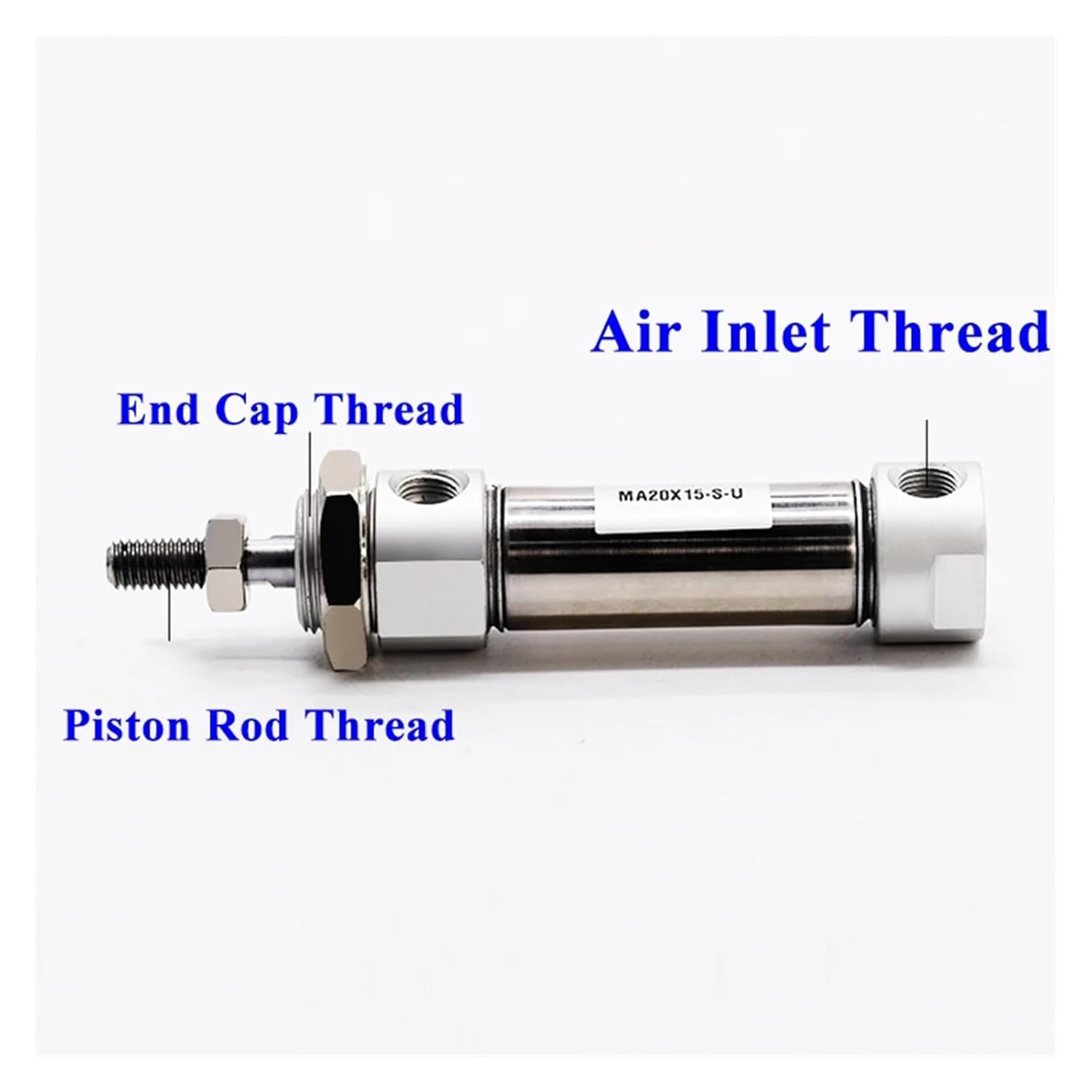 1 Pcs MA 20mm-25X50*75X100*125X150X200S-U Round end Stainless Steel Double Acting mini Cylinder (Color : Stroke 200mm, Size : MA20 Bore 20mm)