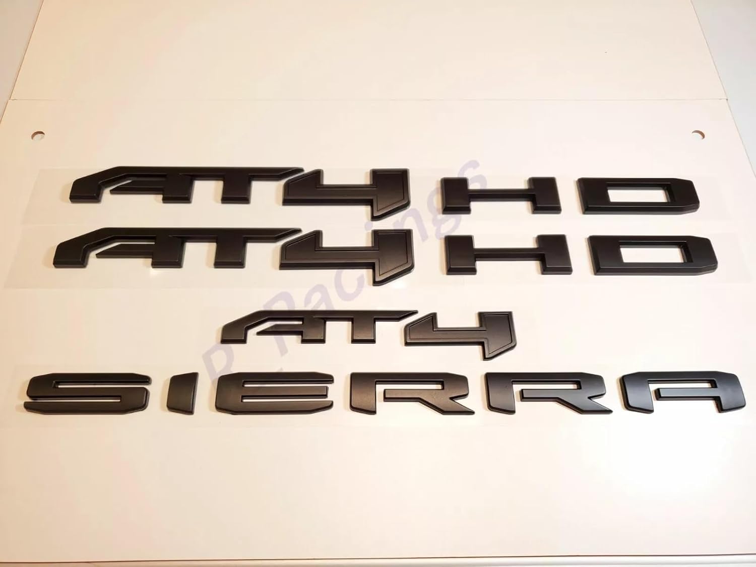 6Pcs AT4 HD Emblems Sierra Letters 3D Badge Side Door Rear Tailgate Sticker Decal NamePlate Compatible with 2019-2026 Sierra 2500HD 3500HD Canyon 85002068 (Matte Black)